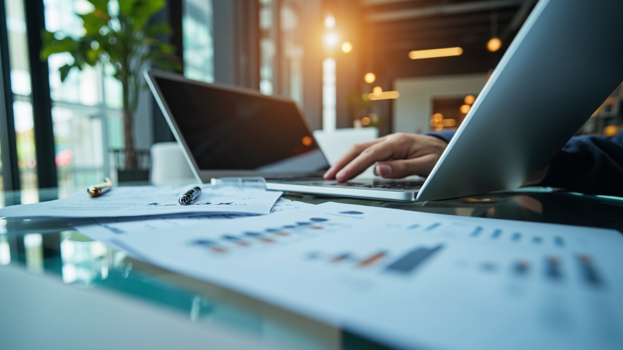 A real estate investor analyzing a property with a detailed investment spreadsheet and inspection checklist on a desk